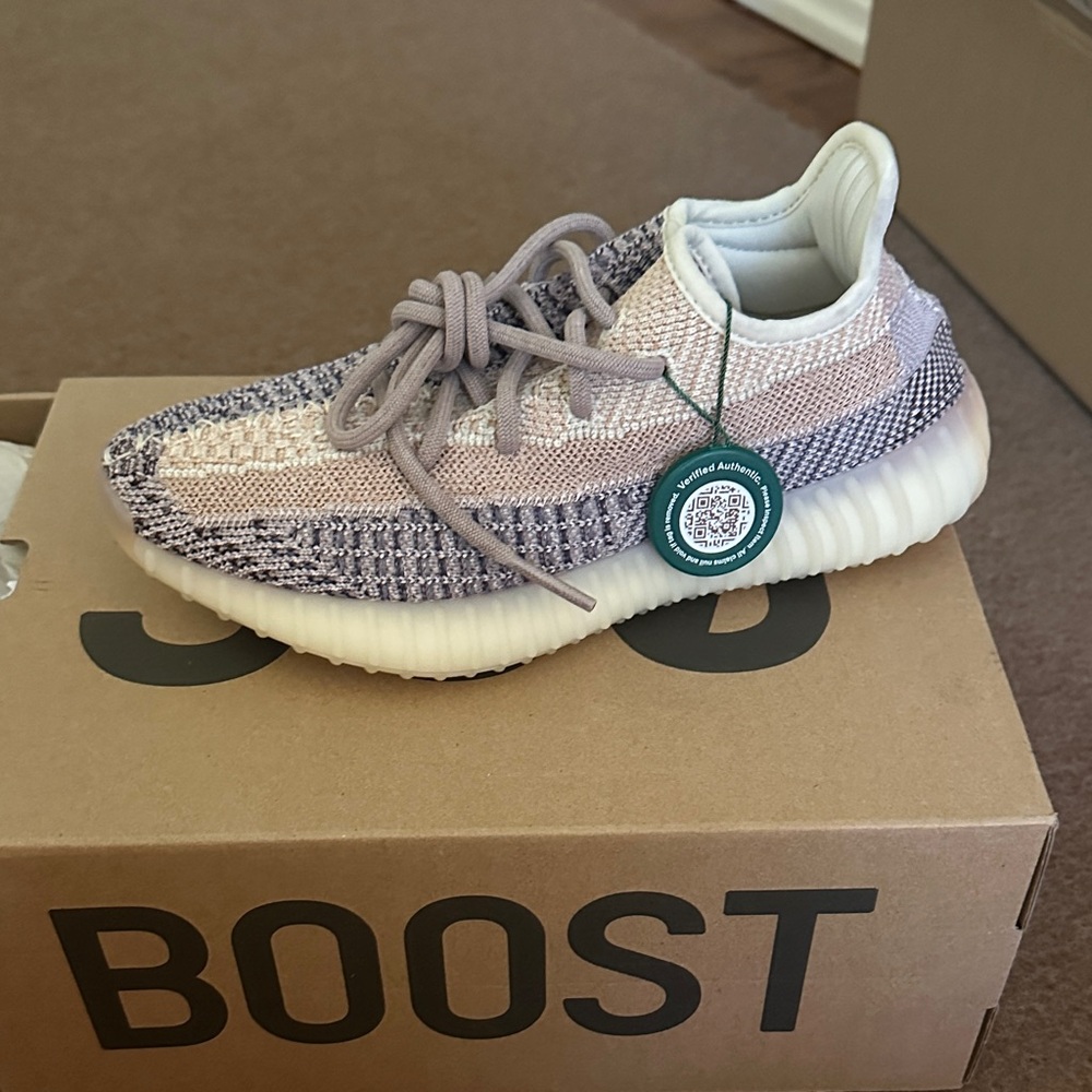 Yeezy Boost Sneakers in Purple and Cream